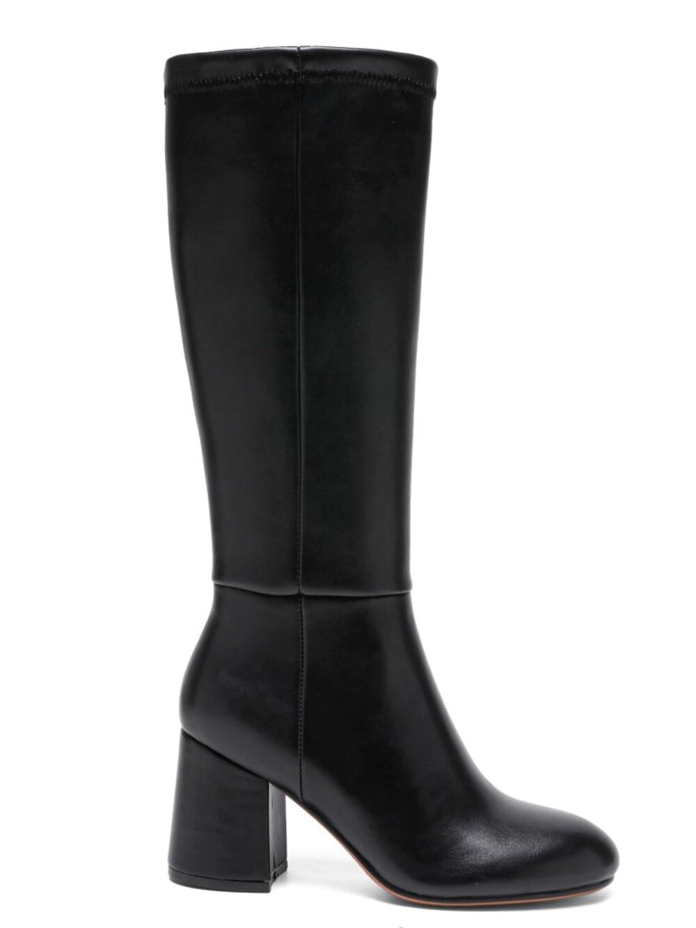 Fjqnxgy Size 9.5 Boots Knee High PU Leather Black Almond Toe Chunky Heel Zipper